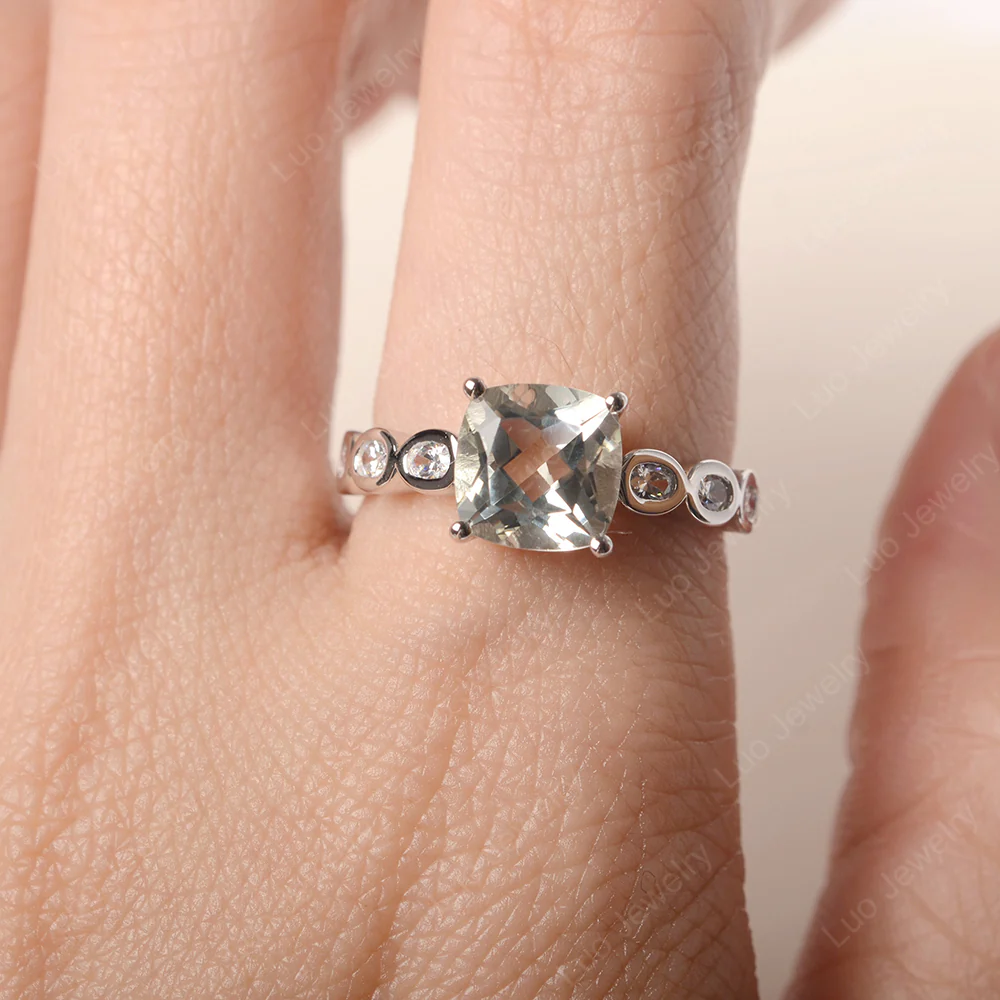 Cushion Cut Green Amethyst Infinity Ring - Image 5