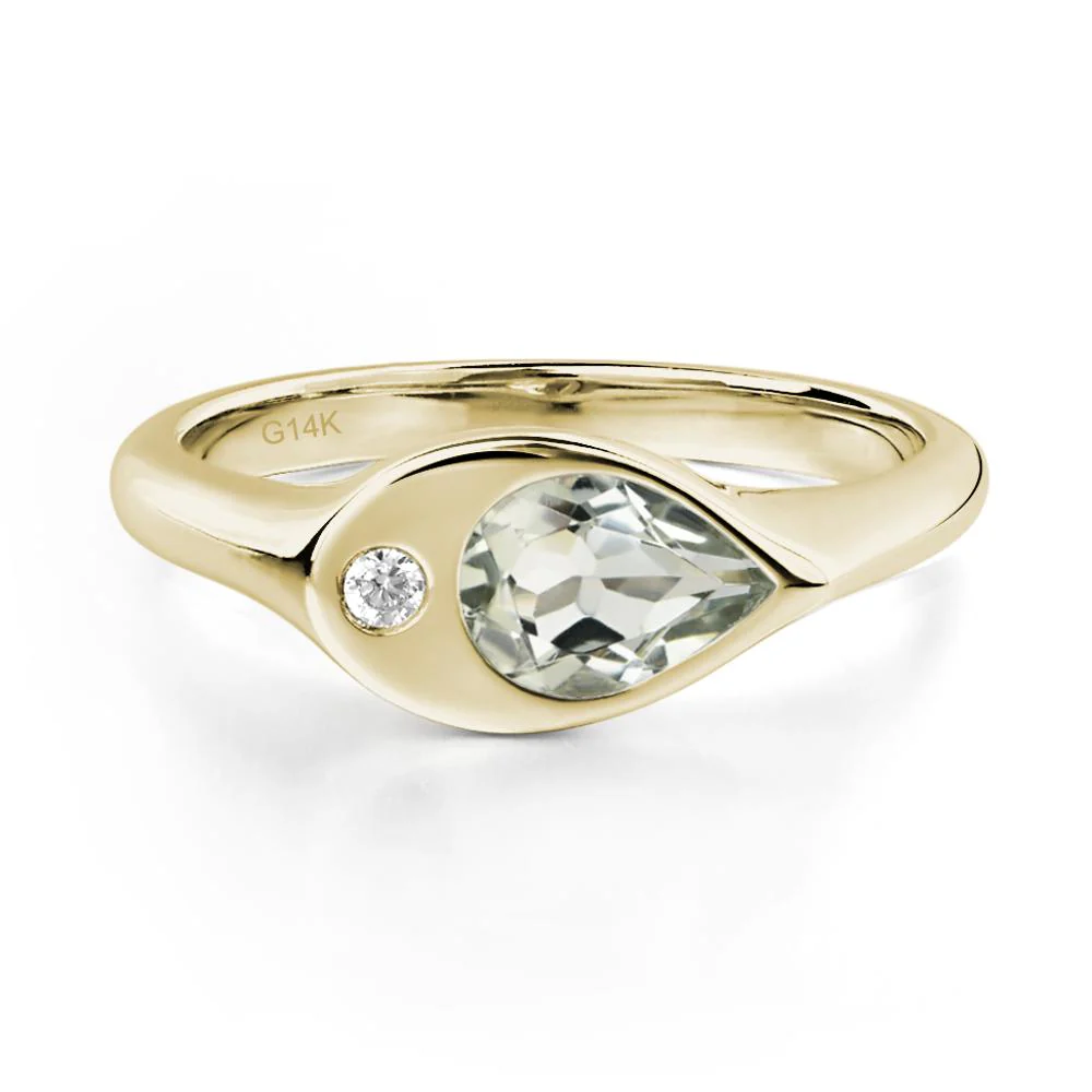 Green Amethyst East West Pear Engagement Ring - Image 4