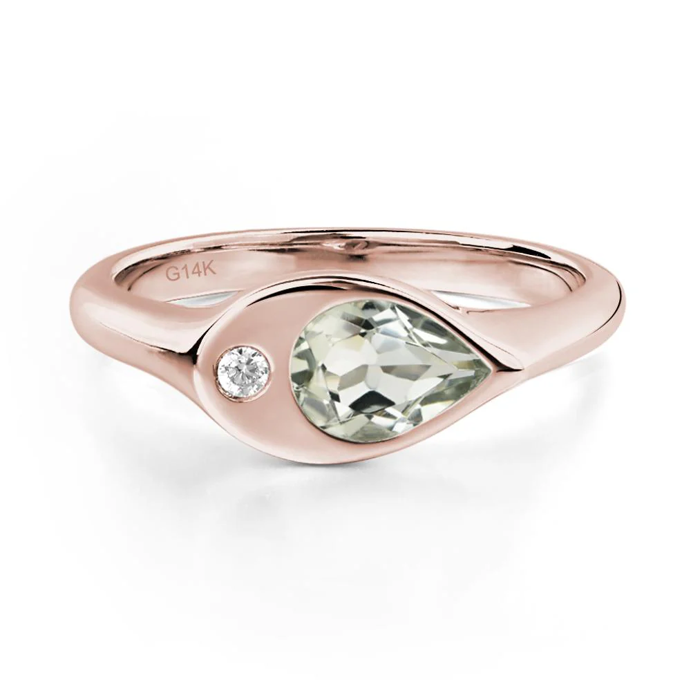 Green Amethyst East West Pear Engagement Ring - Image 5