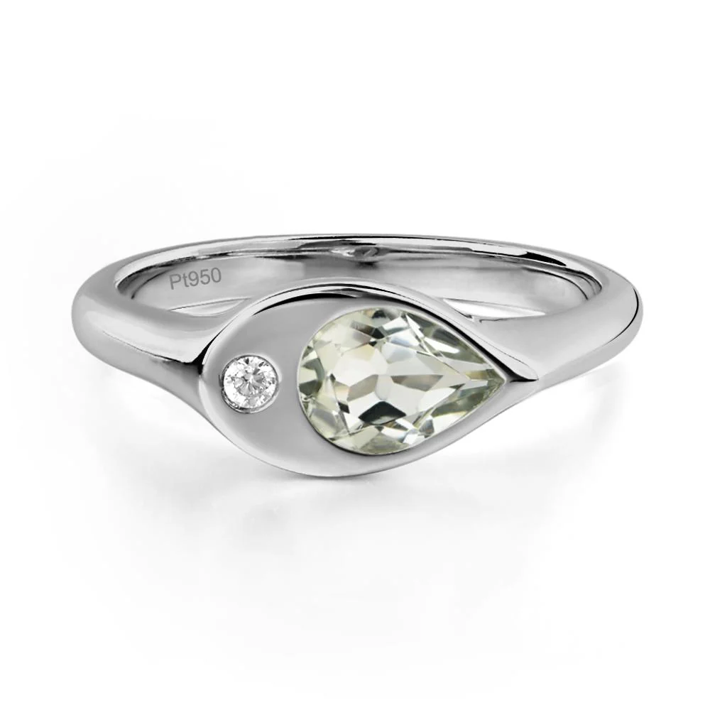 Green Amethyst East West Pear Engagement Ring - Image 6