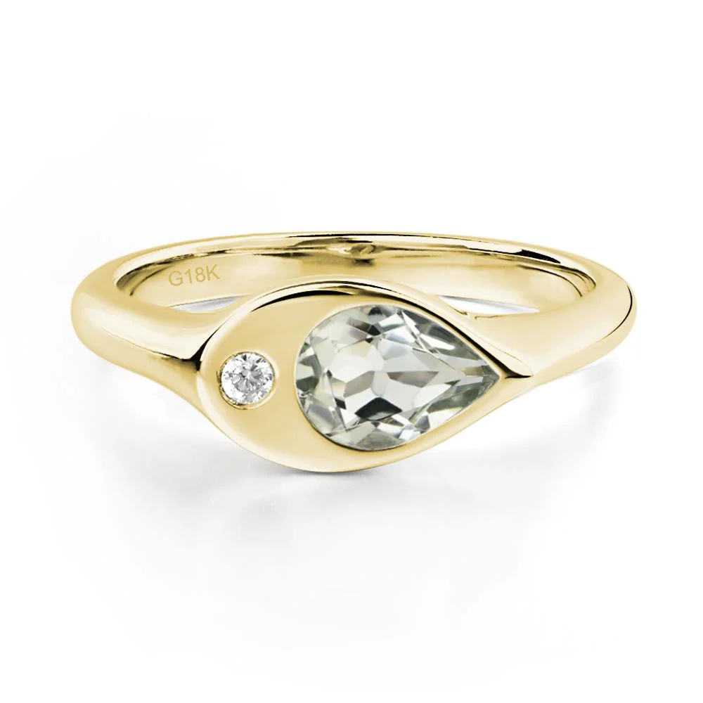 Green Amethyst East West Pear Engagement Ring - Image 8