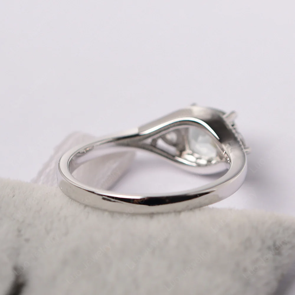 Green Amethyst Three Stone Cushion Cut Ring - Image 6