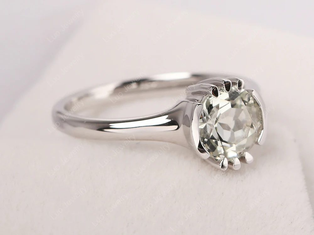 Unique Green Amethyst Solitaire Ring - Image 2