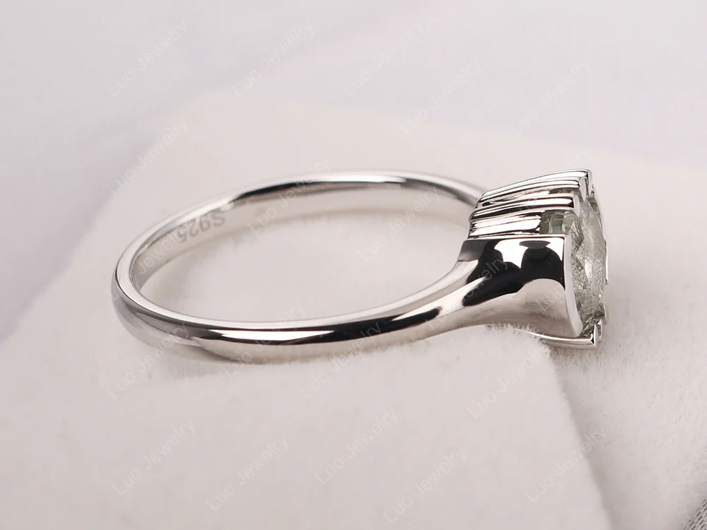 Unique Green Amethyst Solitaire Ring - Image 4