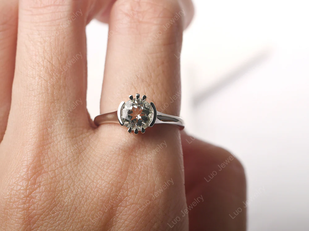 Unique Green Amethyst Solitaire Ring - Image 5