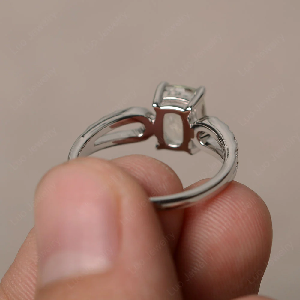 Rectangle Cushion Green Amethyst Solitaire Ring - Image 2