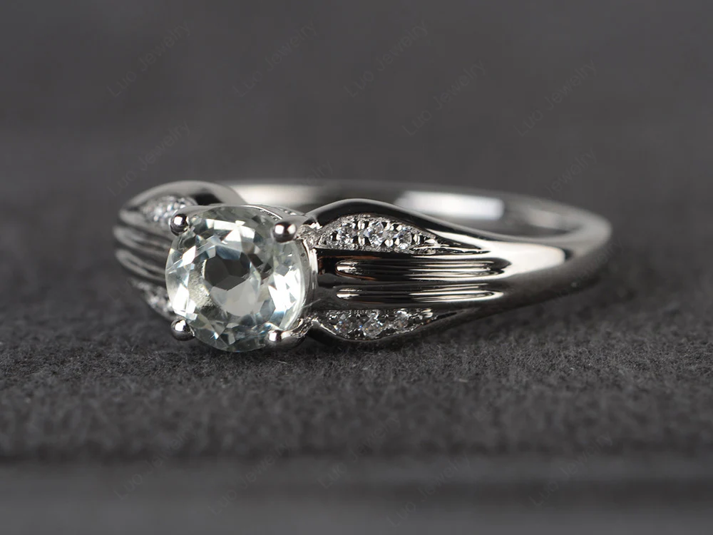 Green Amethyst Antique Engagement Ring - Image 2
