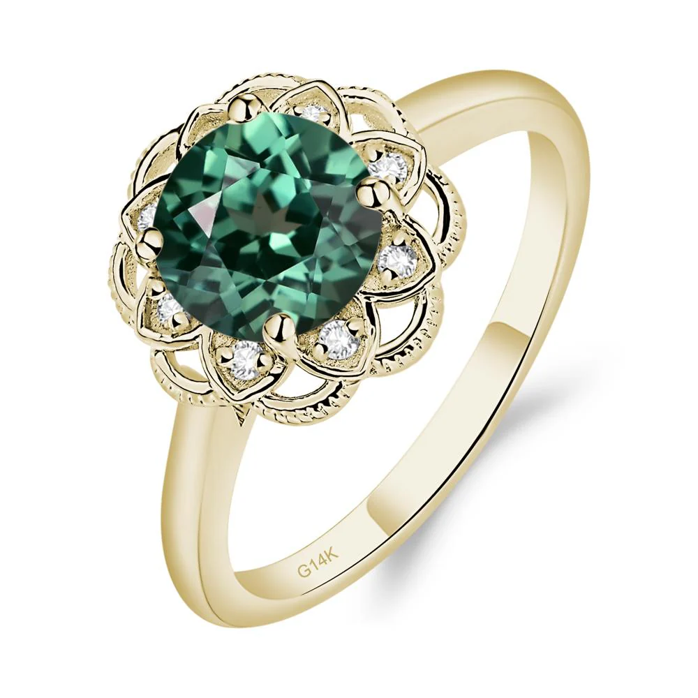 Round Cut Green Sapphire Filigree Ring - Image 4
