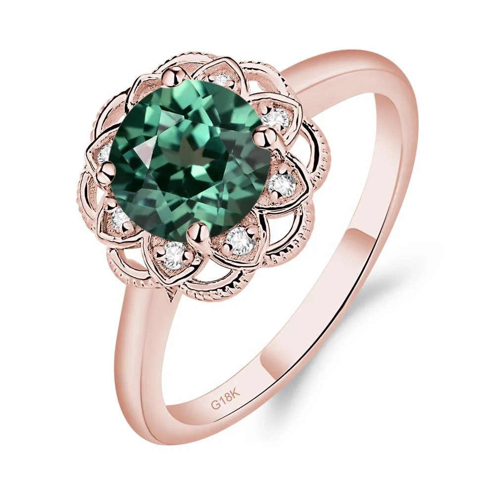 Round Cut Green Sapphire Filigree Ring - Image 9