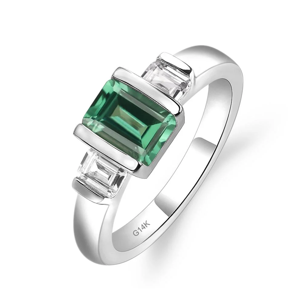 Green Sapphire 3 Stone Ring - Image 3
