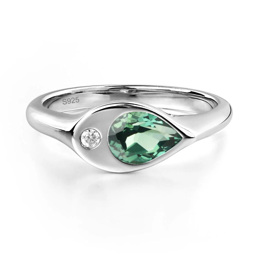 Green Sapphire Pinky Ring for Women - Image 2