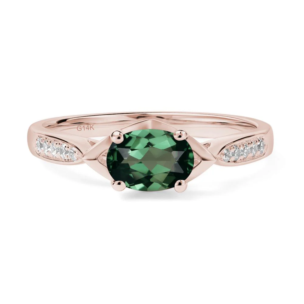 Petite Oval Horizontal Green Sapphire Ring