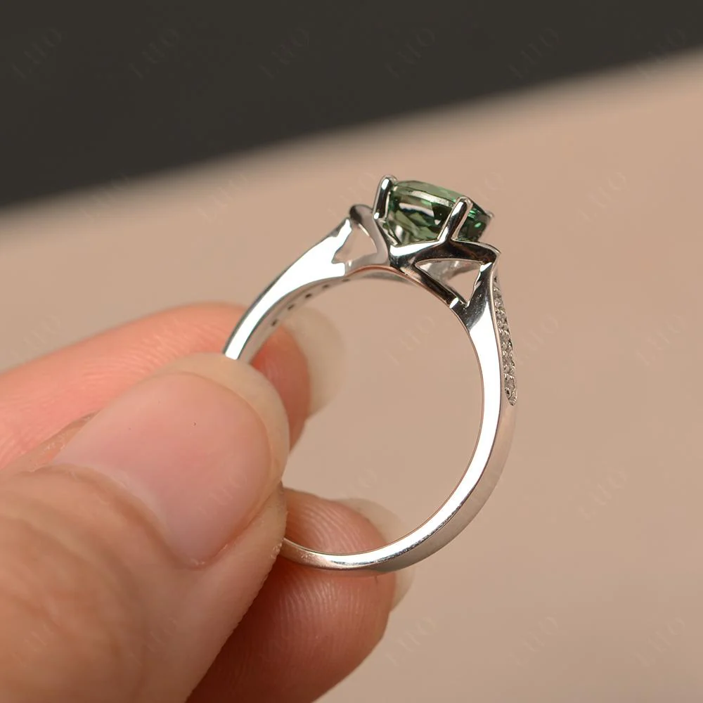 Petite Oval Horizontal Green Sapphire Ring - Image 12