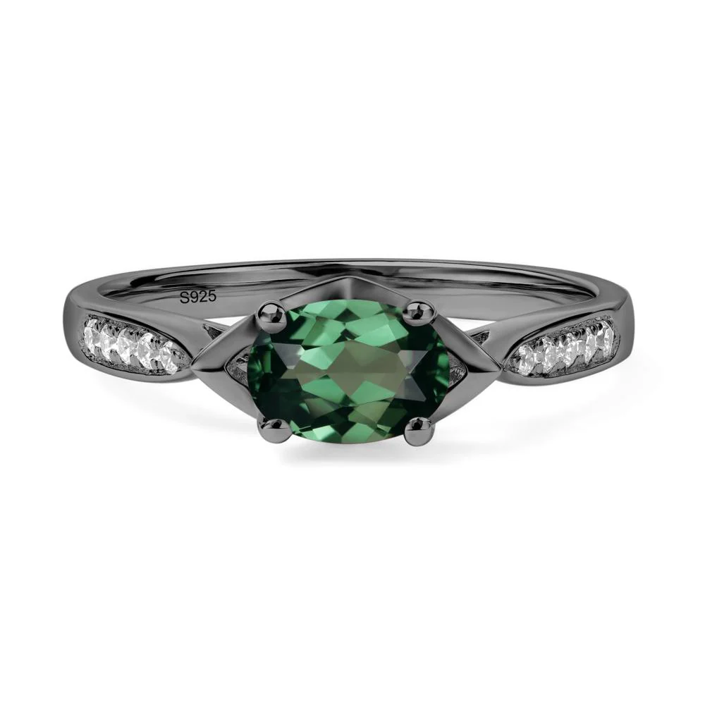 Petite Oval Horizontal Green Sapphire Ring - Image 3