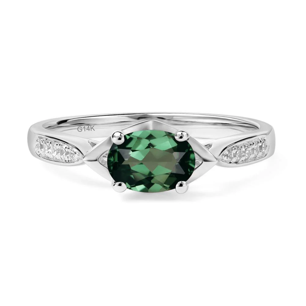 Petite Oval Horizontal Green Sapphire Ring - Image 4