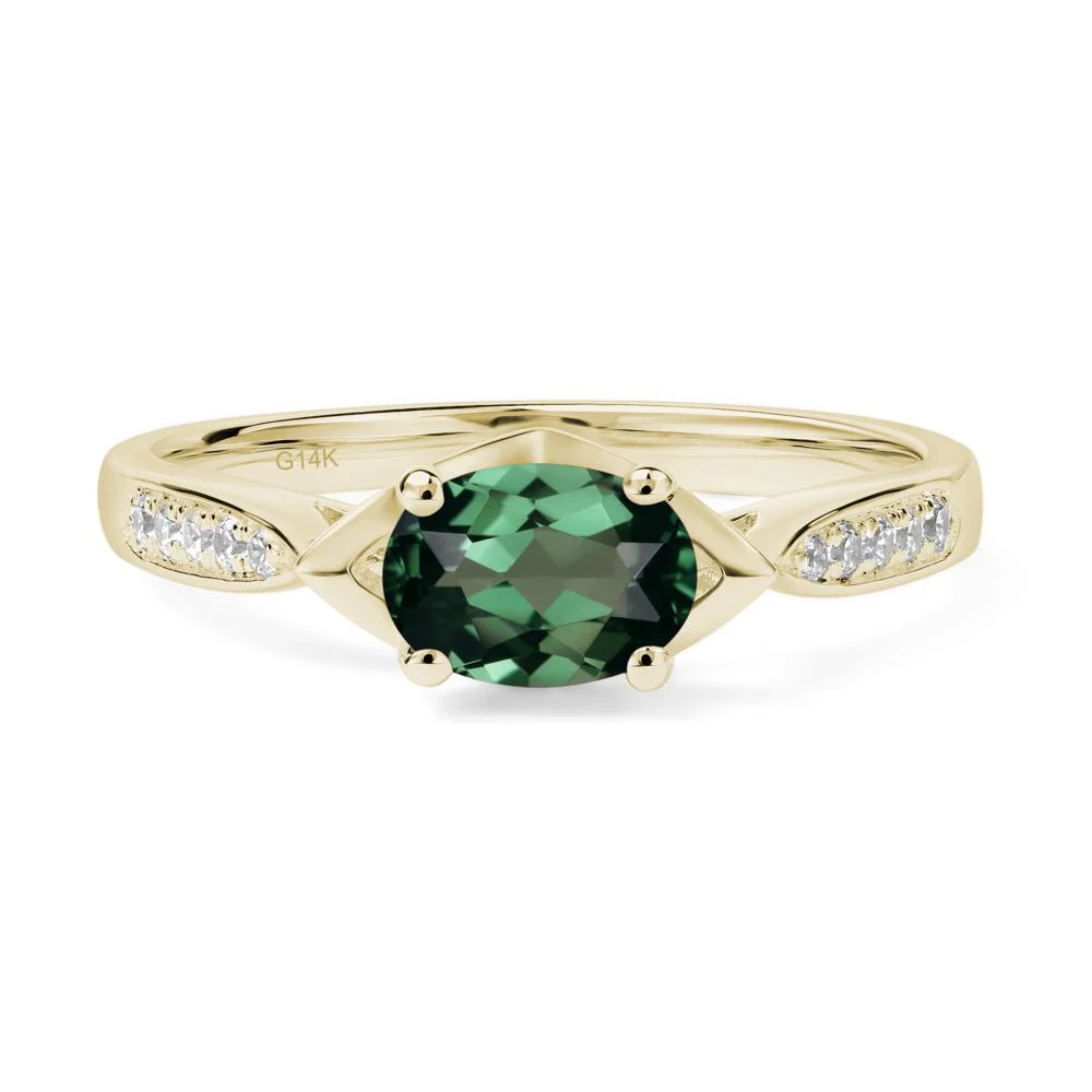 Petite Oval Horizontal Green Sapphire Ring - Image 5