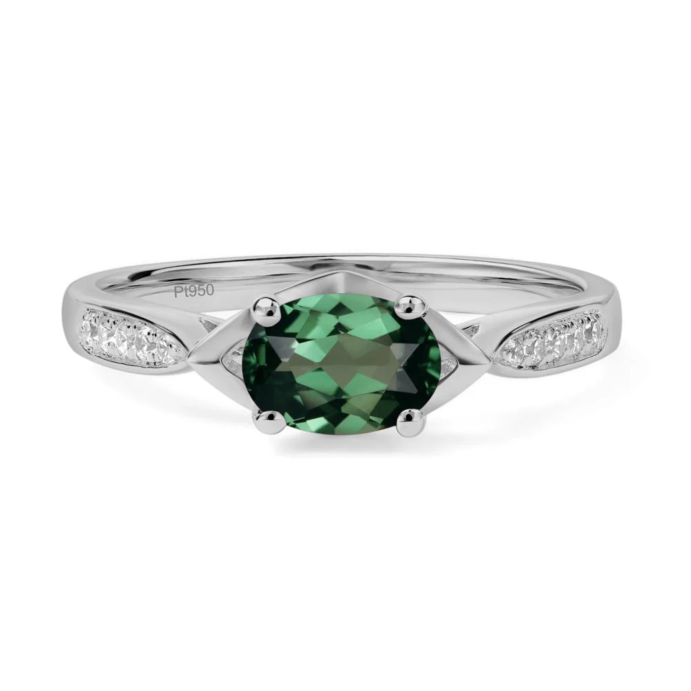 Petite Oval Horizontal Green Sapphire Ring - Image 6
