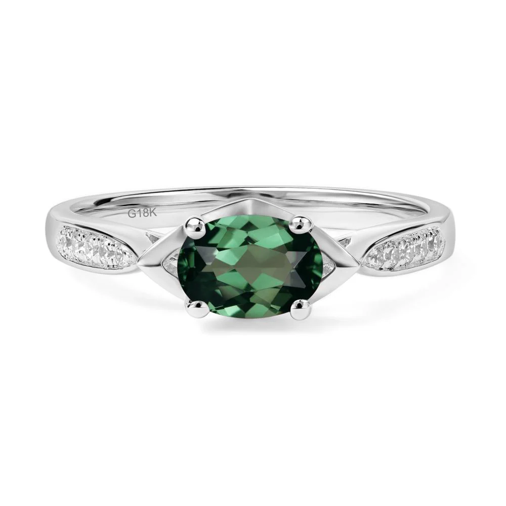 Petite Oval Horizontal Green Sapphire Ring - Image 7