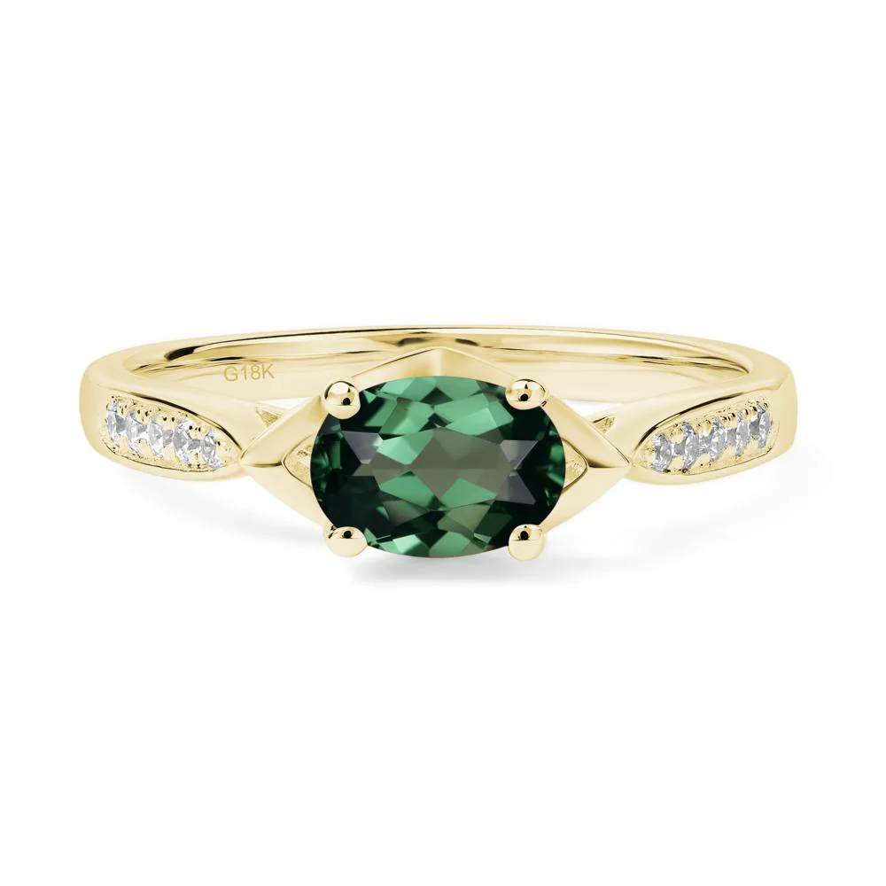 Petite Oval Horizontal Green Sapphire Ring - Image 8