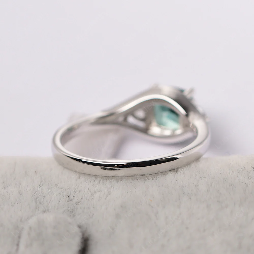 Green Sapphire Milgrain Trilogy Engagement Ring - Image 4