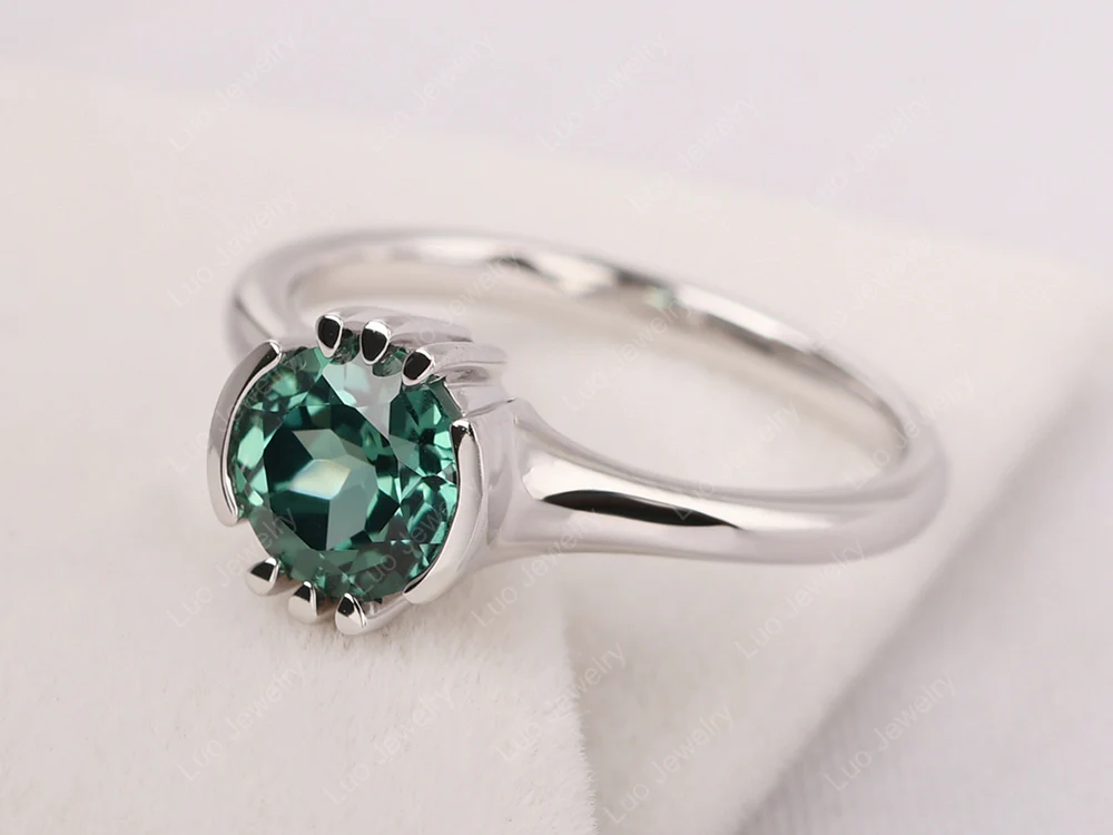 Unique Green Sapphire Solitaire Ring - Image 2