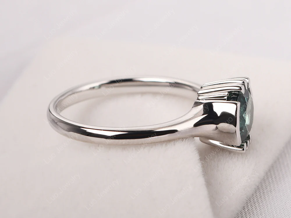 Unique Green Sapphire Solitaire Ring - Image 4