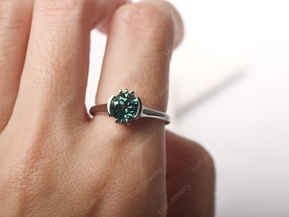 Unique Green Sapphire Solitaire Ring - Image 5