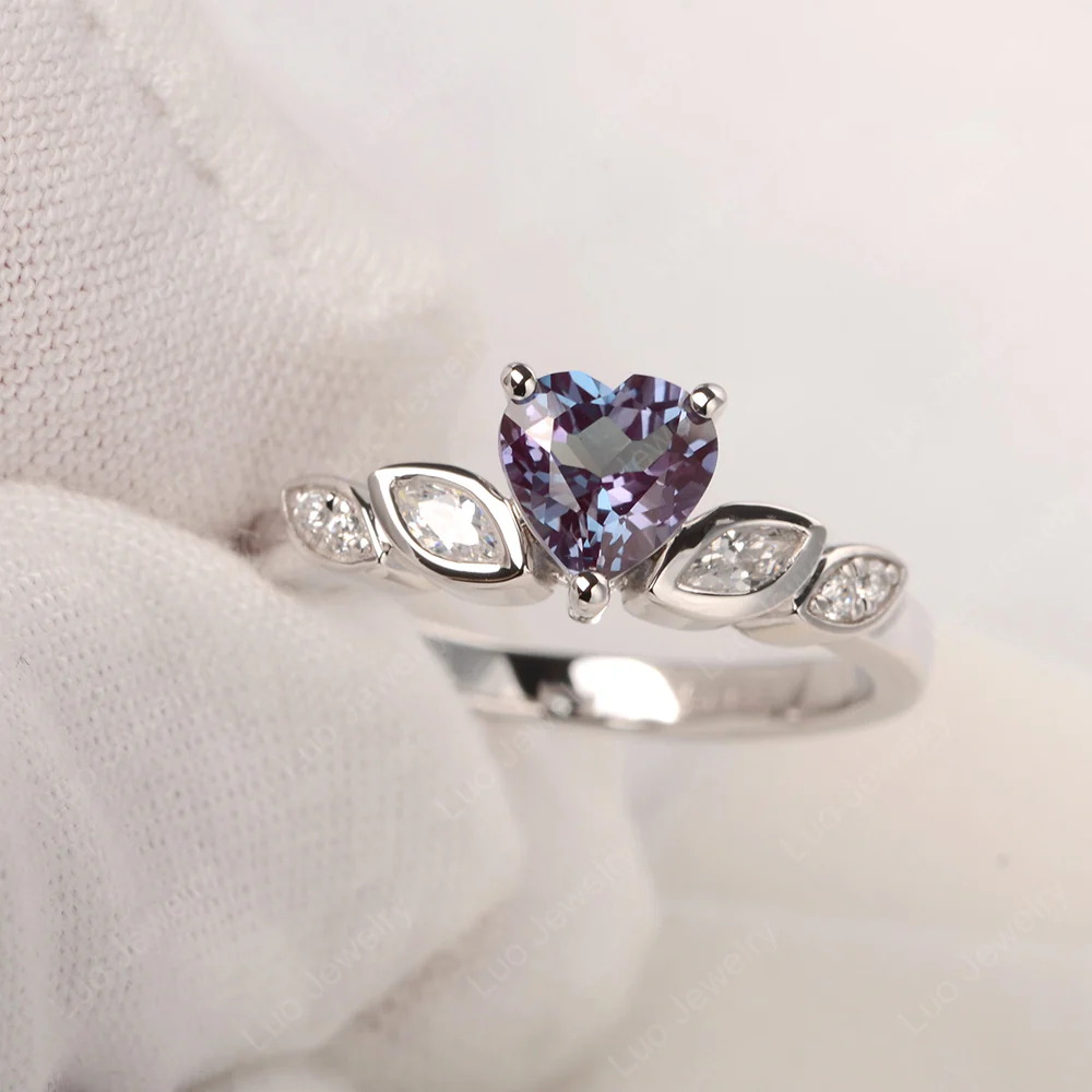 Delicate Heart Shaped Alexandrite Ring