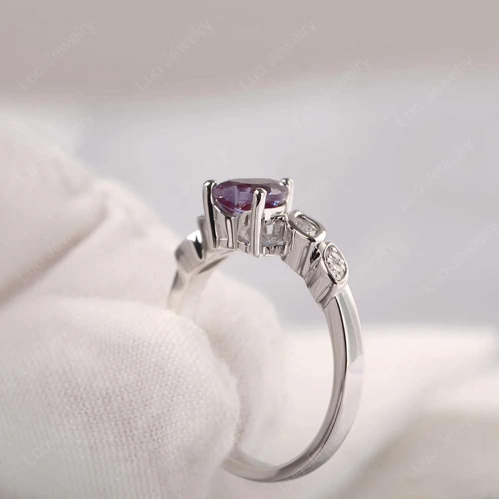 Delicate Heart Shaped Alexandrite Ring - Image 3