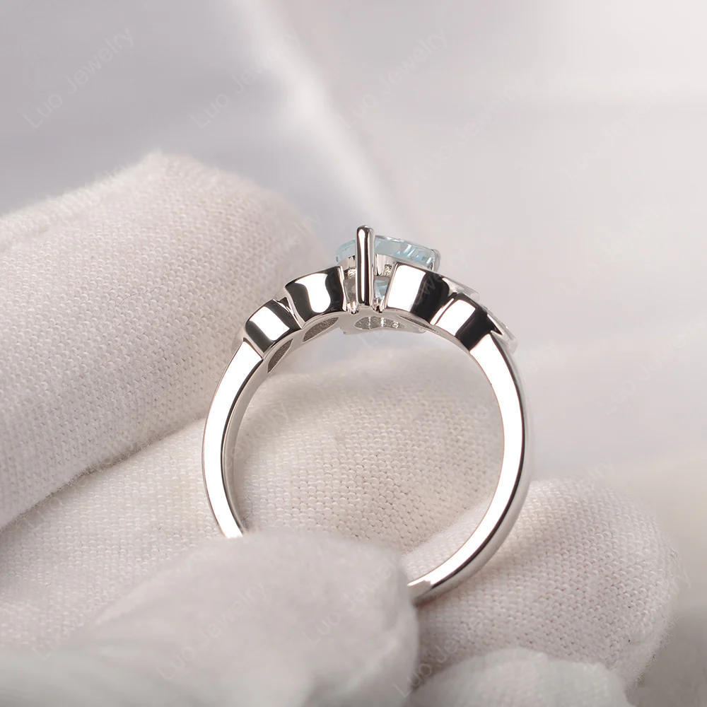 Delicate Heart Shaped Aquamarine Ring - Image 4