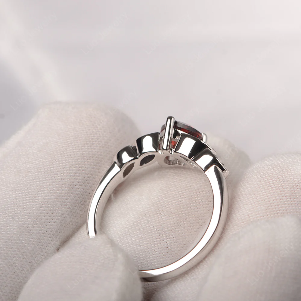 Delicate Heart Shaped Garnet Ring - Image 4