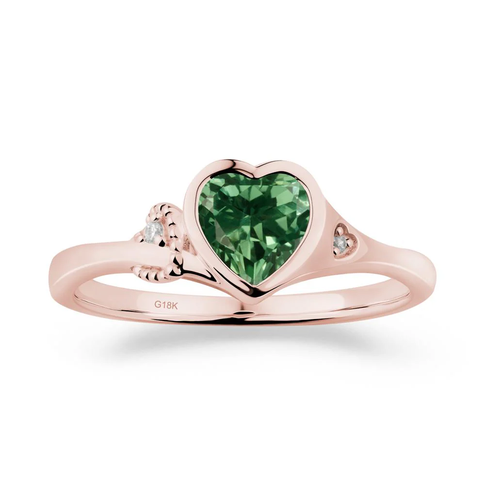 Vintage Heart Green Sapphire Knot Ring - Image 3