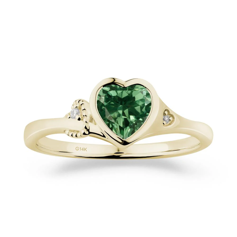 Vintage Heart Green Sapphire Knot Ring - Image 5