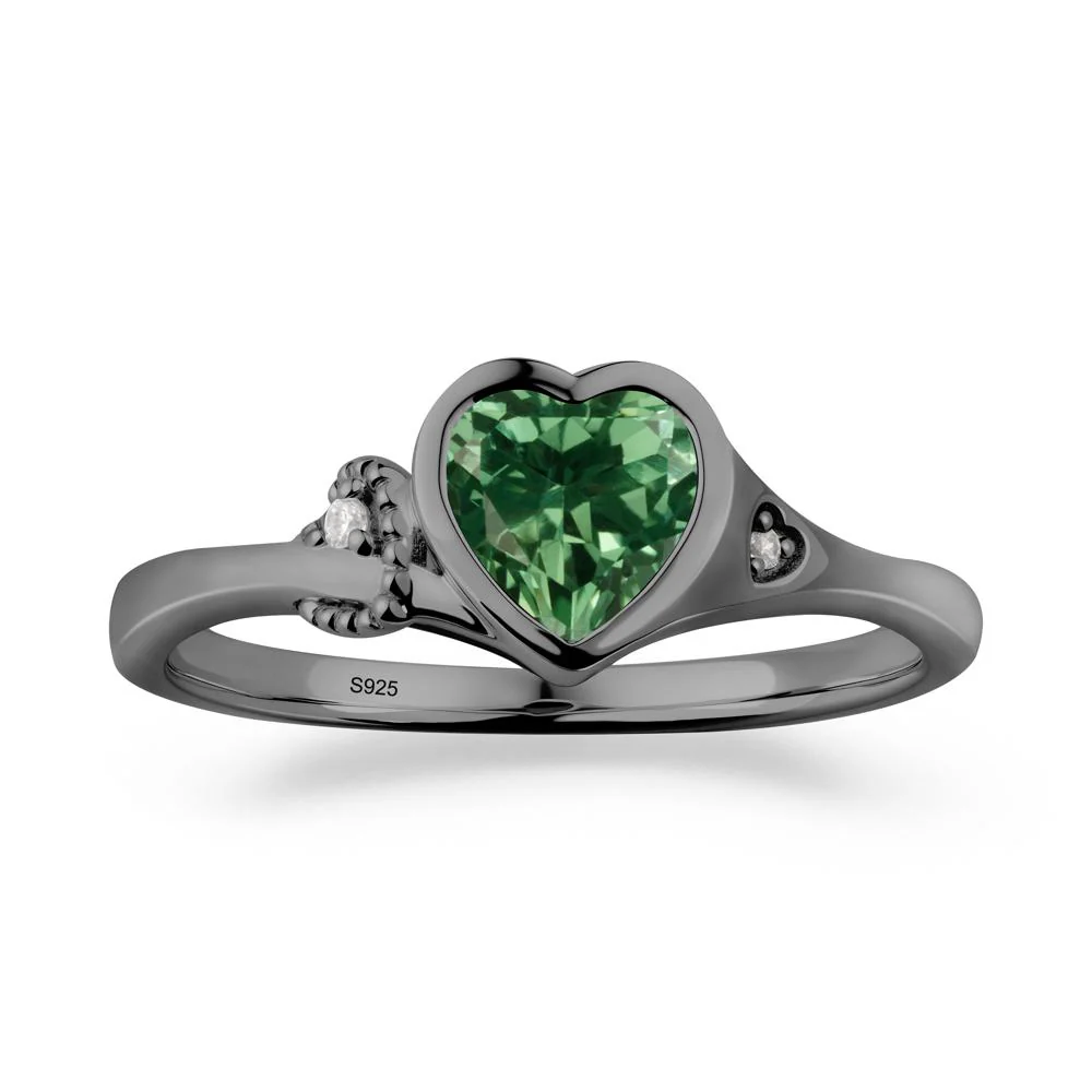 Vintage Heart Green Sapphire Knot Ring - Image 6