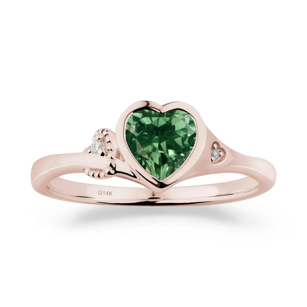 Vintage Heart Green Sapphire Knot Ring - Image 7