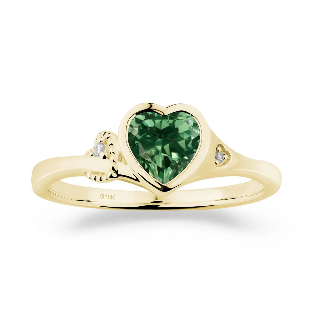 Vintage Heart Green Sapphire Knot Ring - Image 9