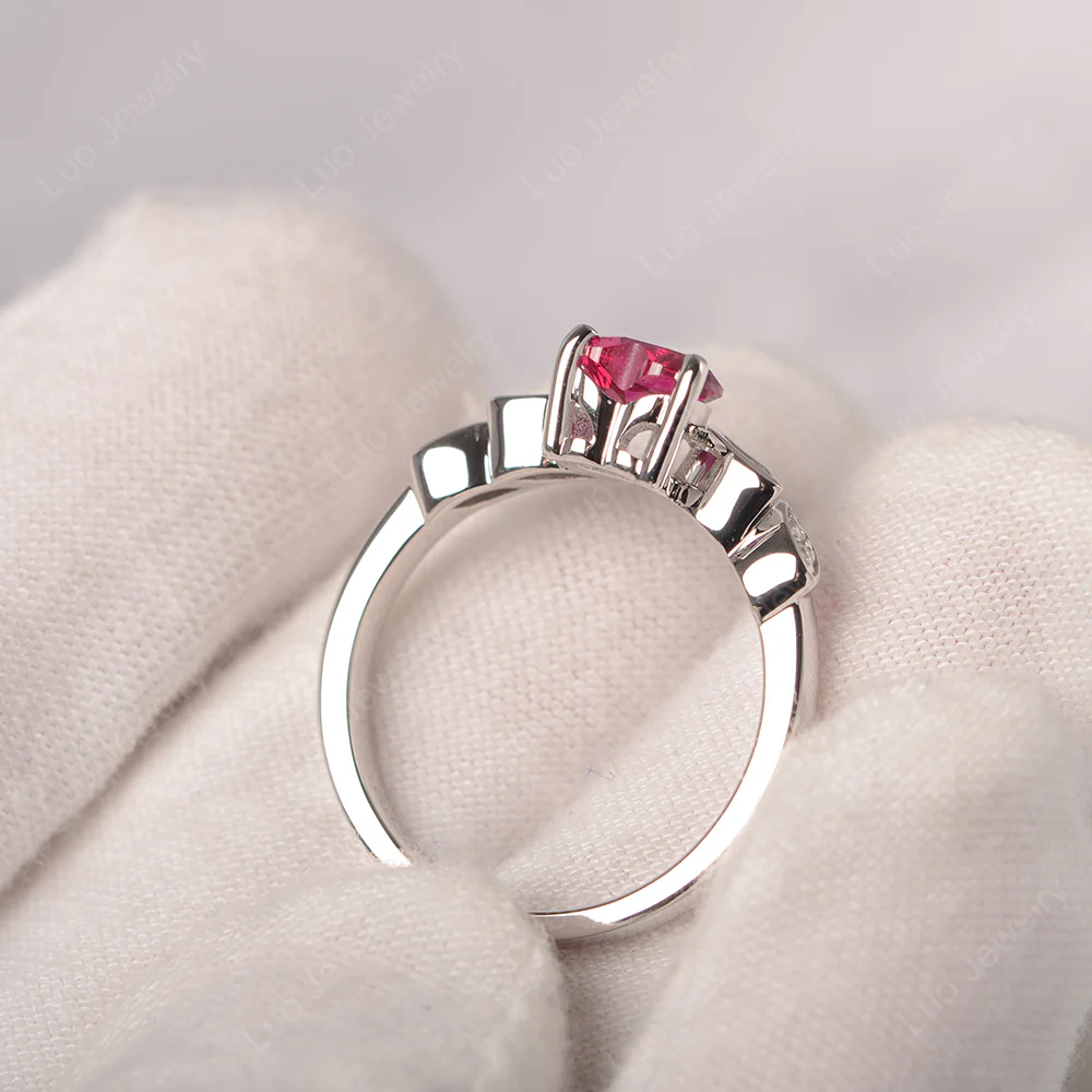 Delicate Heart Shaped Ruby Ring - Image 3