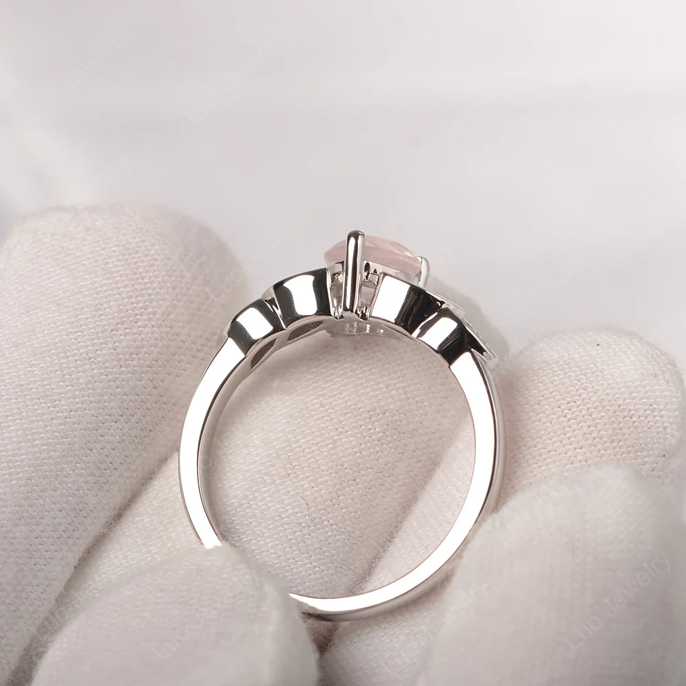 Delicate Heart Shaped Rose Quartz Ring - Image 4