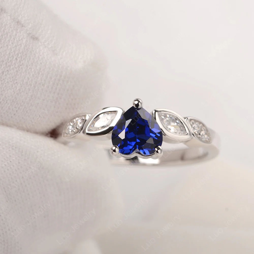 Delicate Heart Shaped Sapphire Ring
