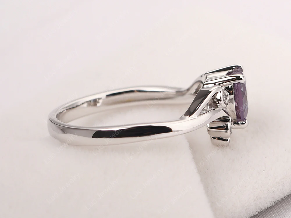 Heart Shaped Alexandrite Wave Ring - Image 13