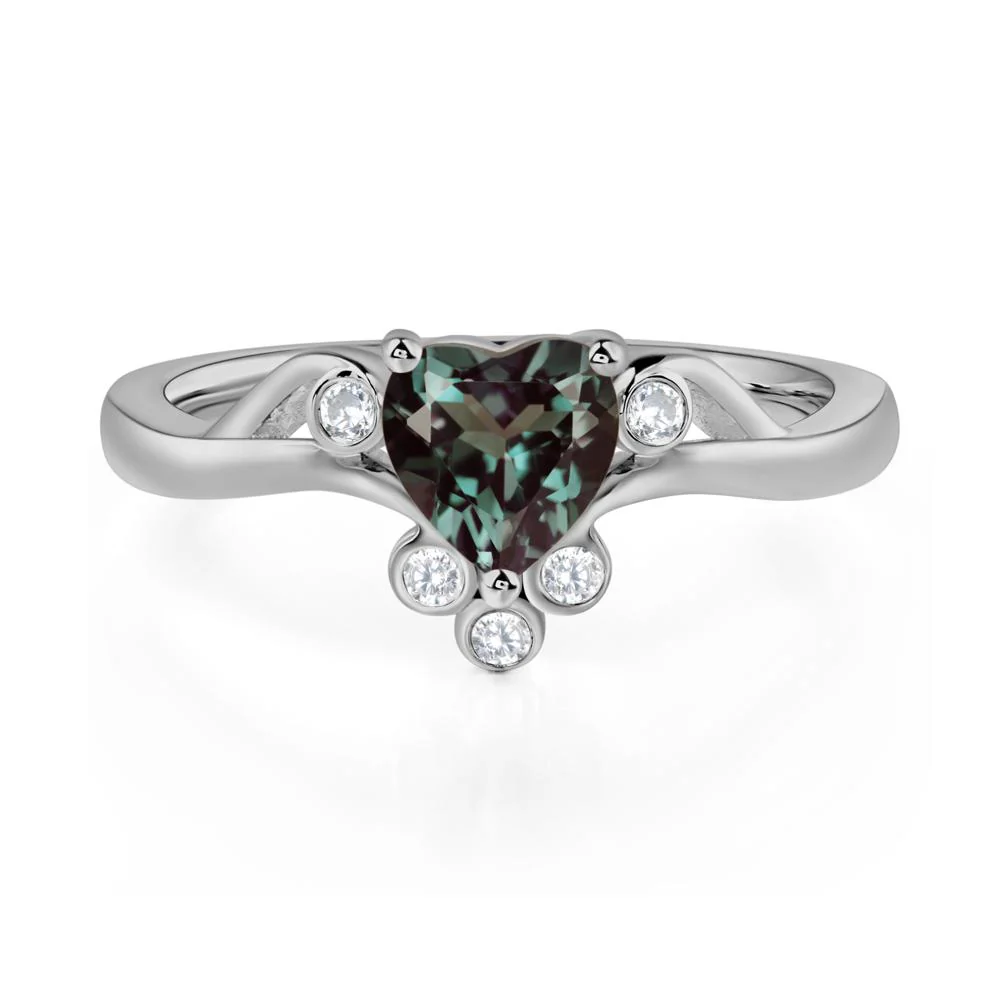 Heart Shaped Alexandrite Wave Ring - Image 6