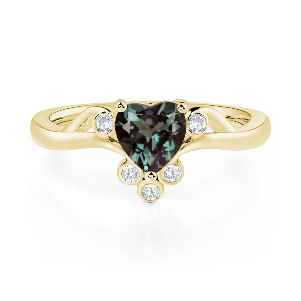 Heart Shaped Alexandrite Wave Ring - Image 8