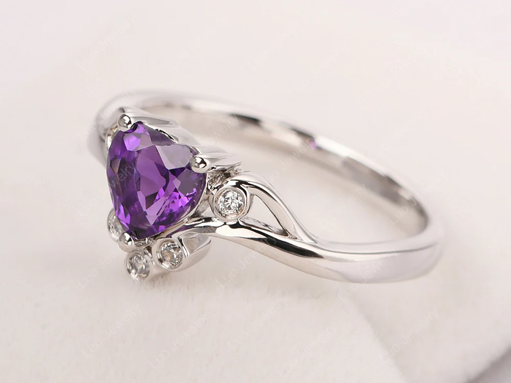 Amethyst Scroll Engagement Ring - Image 11