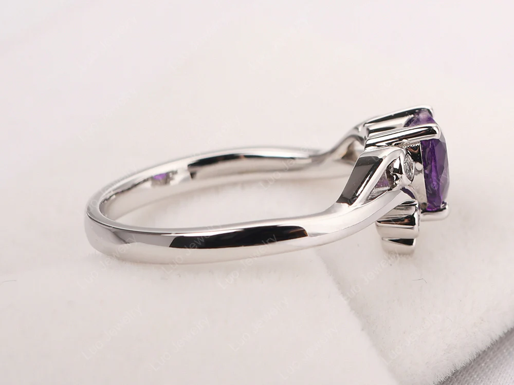 Amethyst Scroll Engagement Ring - Image 13