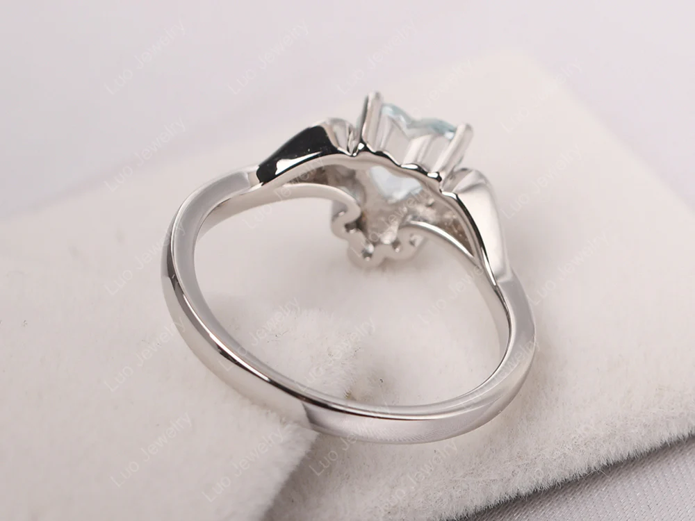 Aquamarine Heart Shaped Promise Ring - Image 12