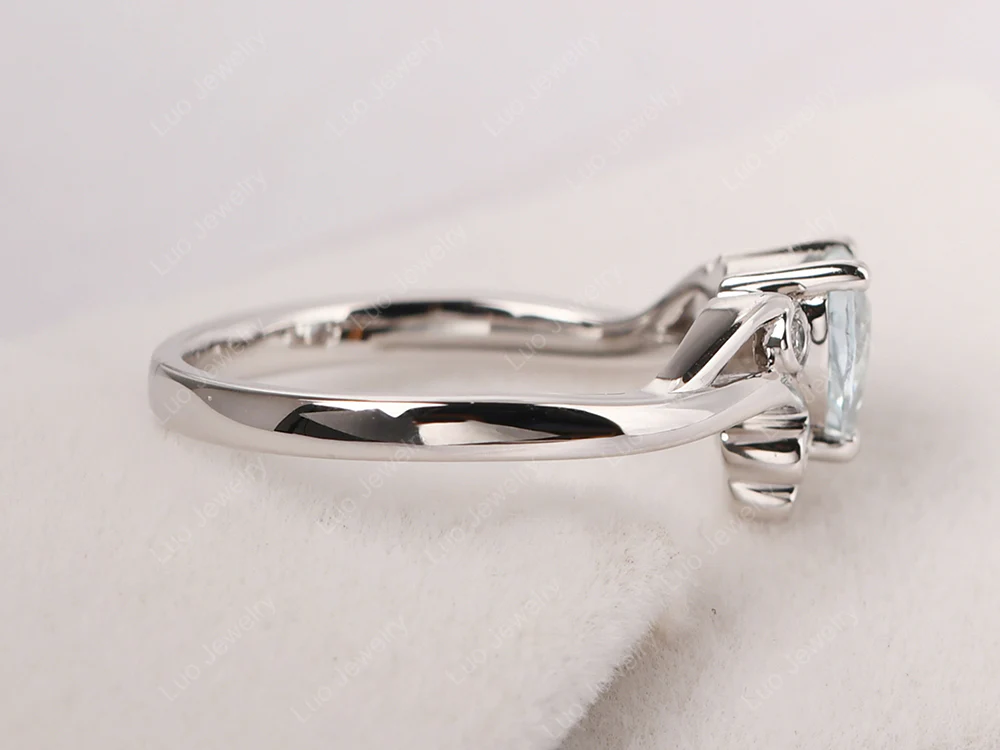 Aquamarine Heart Shaped Promise Ring - Image 13