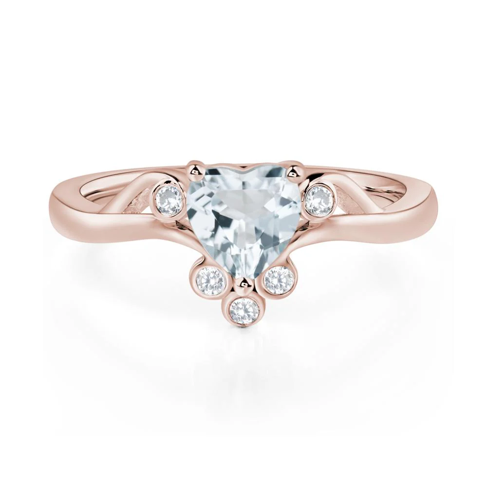 Aquamarine Heart Shaped Promise Ring - Image 5