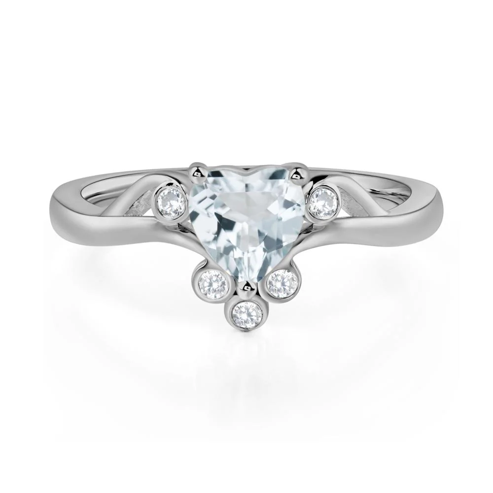 Aquamarine Heart Shaped Promise Ring - Image 6
