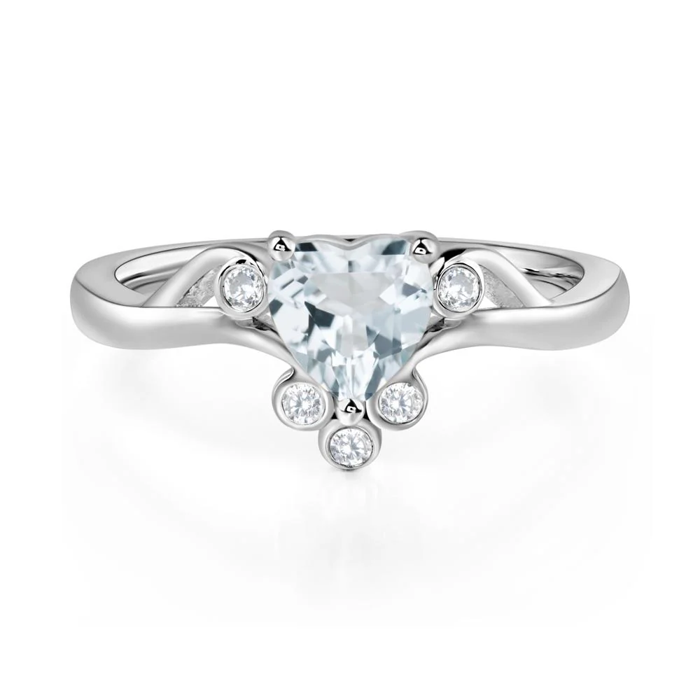 Aquamarine Heart Shaped Promise Ring - Image 7
