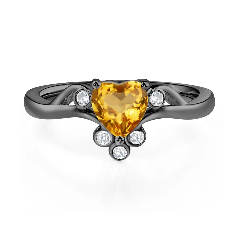 Heart Shaped Citrine Wave Ring